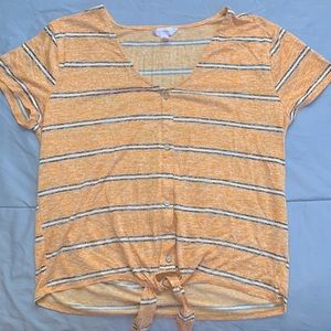 Size XXL/2XG orange, black, and white No Boundaries shirt.